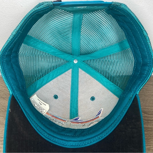 Patagonia Fitz Roy Trout Logo Trucker Hat Mens Snapback Mesh Cap Teal Adjustable - Picture 13 of 16